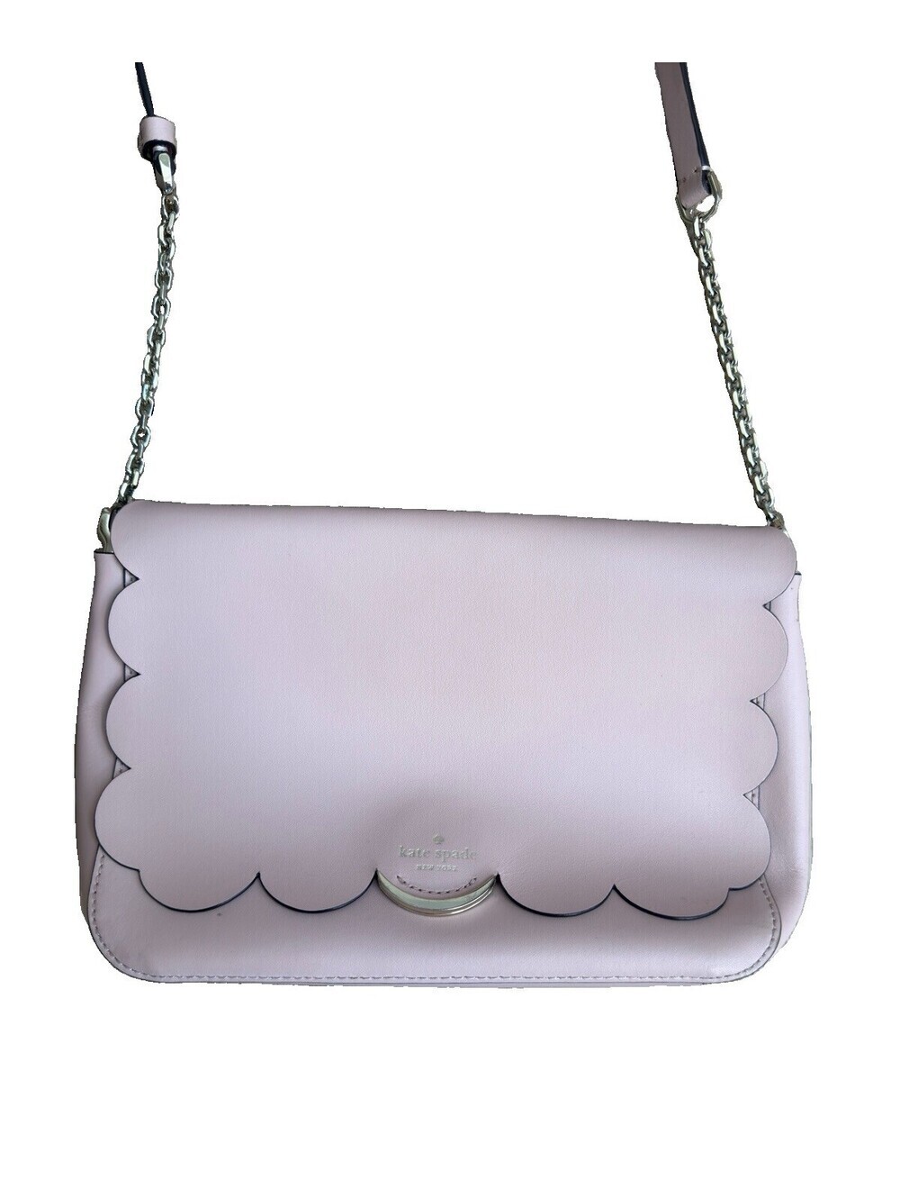 Kate Spade Izabella Magnolia Street Pink Leather Scallop Crossbody Bag Purse
